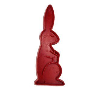 5.25” Bunny Easter Rabbit Tupperware Cookie Imprint Cutter Red Handle Vintage
